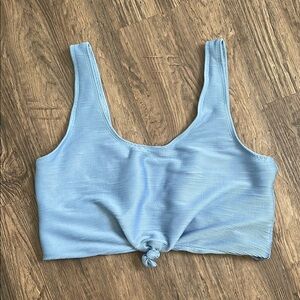 Light Blue Knotted Crop Top